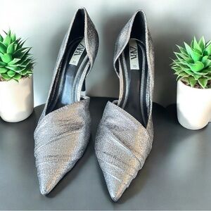 Zara Metallic Silver Pointed Heels